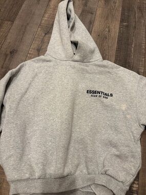 Essentials Men's Light Gray Crewneck Hoodie Sweatshirt